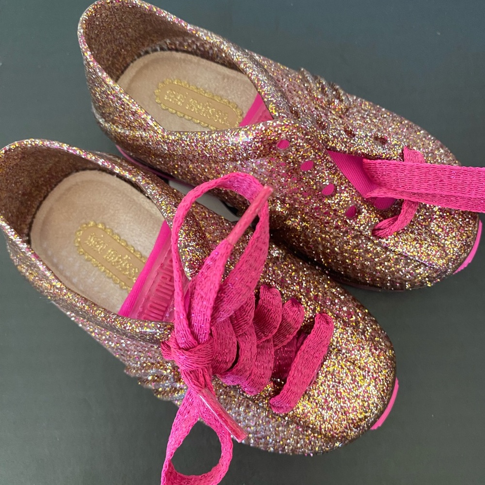 Mini Melissa pink and gold glitter jelly sneaker